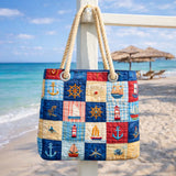 Ručne vyrábaná plážová taška | Morský patchwork dizajn