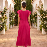 Seraphina | Elegantný Maxi Šaty S Plisovaním A Viazaným Pásom