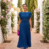 Seraphina | Elegantný Maxi Šaty S Plisovaním A Viazaným Pásom
