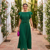 Seraphina | Elegantný Maxi Šaty S Plisovaním A Viazaným Pásom