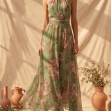 Livia | Maxi Halter Kvetinové Elegantné Šaty