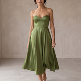 Liora | Elegantné Midi Šaty Bez Ramienok